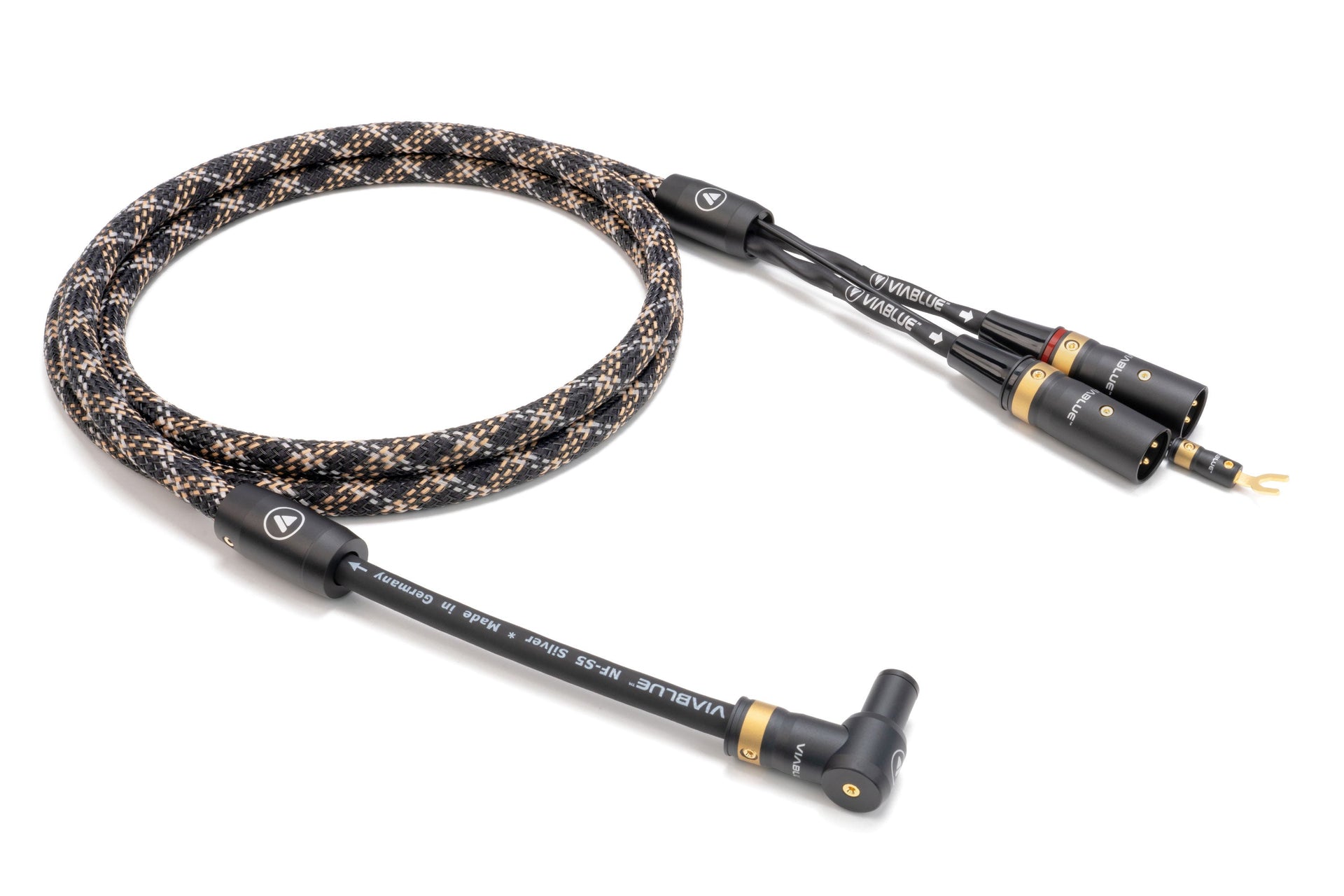 Cavo Audio RCA VIABLUE NF-S1 Silver Quattro - 3,0 Metri - Schermatura 4 Strati, Spinotto T6s Placcato Oro, Fili OFC - Fatto A Mano In Germania